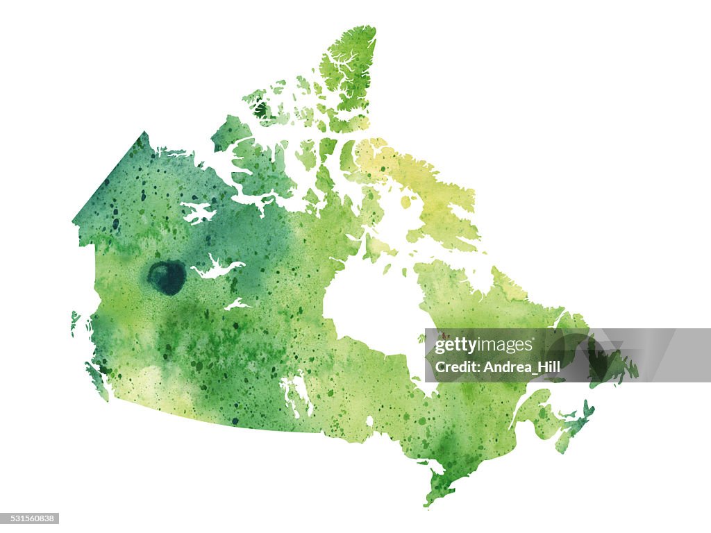 Subtle Canadian Map Map Of Canada With Watercolor Texture Raster Illustration High-Res ...
