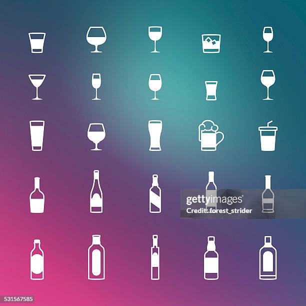 drinks icons - cognac brandy stock illustrations