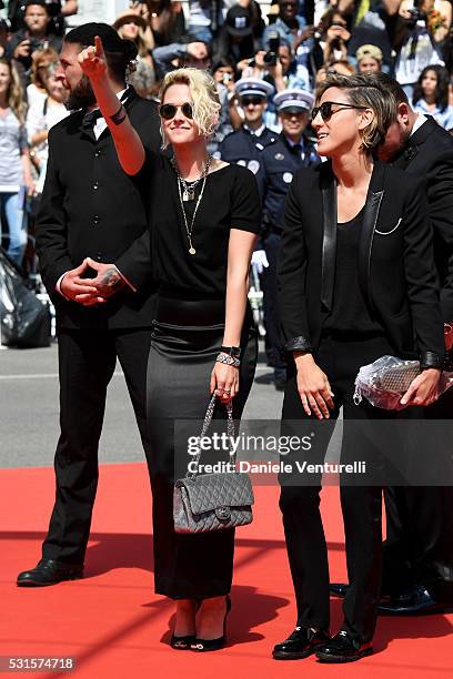 Kristen Stewart and Alicia Cargile attend the "American Honey" premiere during the 69th annual Cannes Film Festival at the Palais des Festivals on...