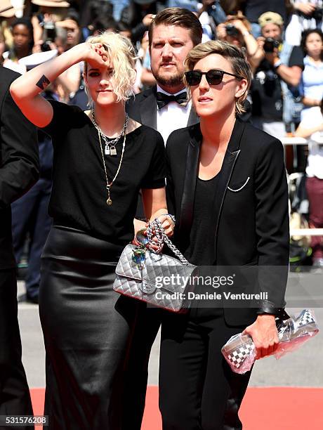 Kristen Stewart and Alicia Cargile attend the "American Honey" premiere during the 69th annual Cannes Film Festival at the Palais des Festivals on...