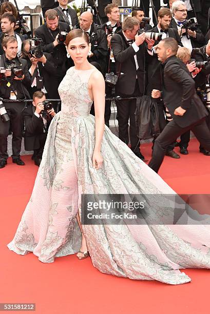 Araya A. Hargate attends 'The BFG ' premiere during the 69th annual Cannes Film Festival at the Palais des Festivals on May 14, 2016 in Cannes,...
