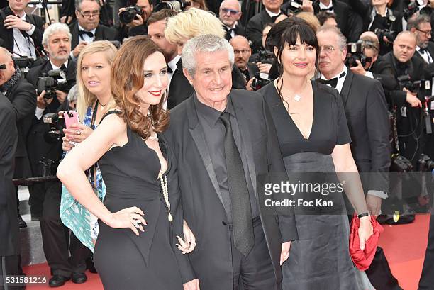 Elsa Zylberstein, Claude Lelouch and Valerie Perrin attend 'The BFG ' premiere during the 69th annual Cannes Film Festival at the Palais des...