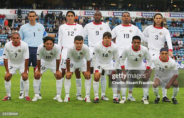 Costa Rica team line up prior to the International Friendly match between Norway and Costa Rica at The Ullevaal Stadium on May 24, 2005 in Oslo,...
