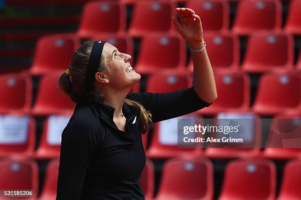 Antonia Lottner of Germany reacts during her match against Tatjana Maria of Germany during Day Two of the Nuernberger Versicherungscup 2016 on May...