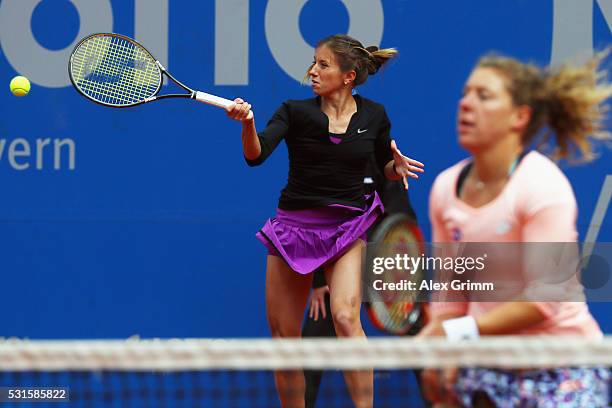 Annika Beck and Anna-Lena Friedsam of Germany in action during their match against Katharina Hobgarski and Carina Witthoeft of Germany during Day Two...