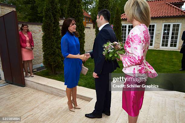 Crown Princess Mary of Denmark, Damien Miller and Natasha Stott Despoja arrive at a reception for Australian delegates attending the Women Deliver...