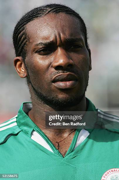 Portrait of Jay Jay Okocha of Nigeria prior to the 2006 World Cup Qualifying match between Nigeria and Angola at the Sany Abacha Stadium on June 18...