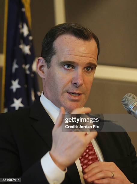 Brett McGurk, the U.S. Special Presidential Envoy for the Global Coalition to Counter ISIL, speaks during a press conference on May 15, 2016 in...