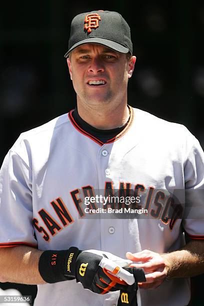 Snow of the San Francisco Giants before the game against the Oakland Athletics at McAfee Coliseum on June 26, 2005 in Oakland, California. The A's...