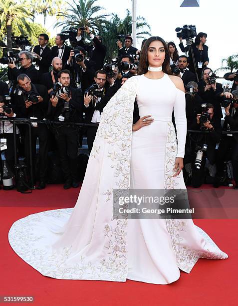 Sonam Kapoor attends the screening of "From The Land Of The Moon " at the annual 69th Cannes Film Festival at Palais des Festivals on May 15, 2016 in...