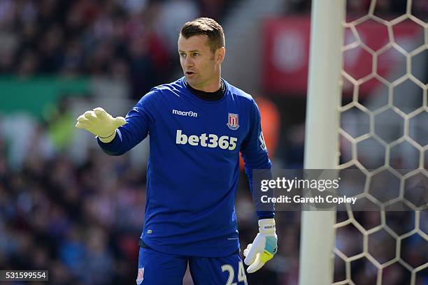 Shay Given of Stoke City during the Barclays Premier League match between Stoke City and West Ham United at the Britannia Stadium on May 15, 2016 in...