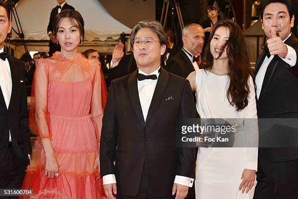 Ha Jung-Woo, Kim Min-Hee, Park Chan-wook, Kim Tae-Ri and Jo Jing-Woong attend 'The Handmaiden ' premiere during the 69th annual Cannes Film Festival...