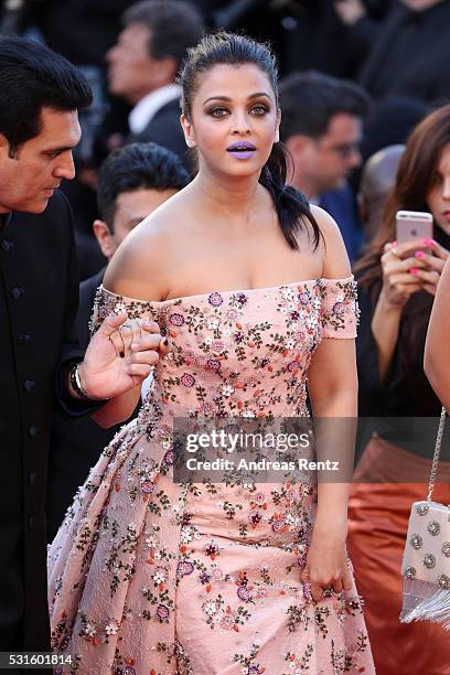 Aishwarya Rai attends the "From The Land Of The Moon " premiere during the 69th annual Cannes Film Festival at the Palais des Festivals on May 15,...