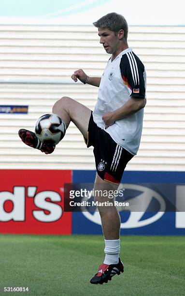 Thomas Hitlsperger of Germany seen in action during the training session of the German National Team for the Confederations Cup 2005 on June 28, 2005...
