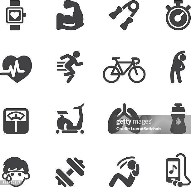 exercise silhouette icons | eps10 - hand weight stock illustrations