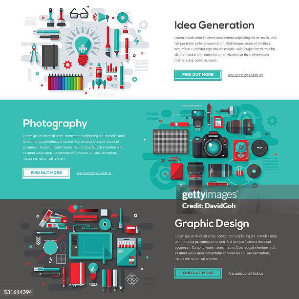 creative services web banner set - drawing board stock illustrations