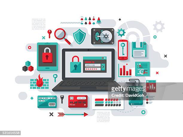 it security flat design concept - security stock illustrations