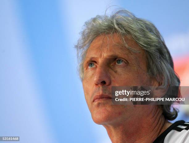 Germany: Argentine national team coach Jose Nestor Pekerman attends a press conference on the eve of the 2005 FIFA Confederations Cup football final...