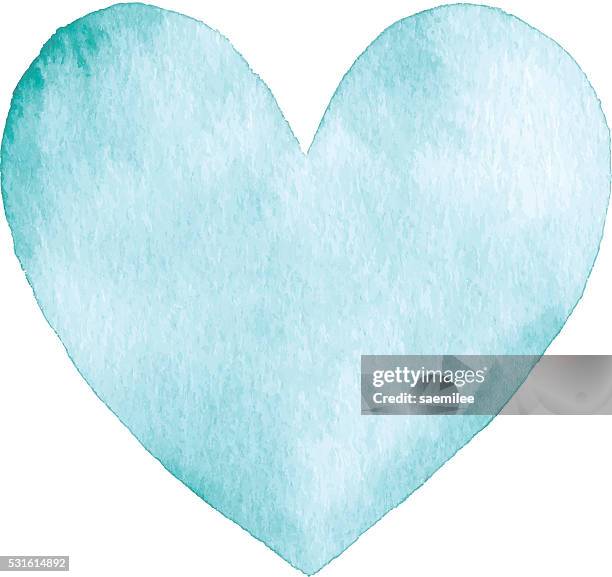 watercolor turquoise heart - turquoise colored stock illustrations