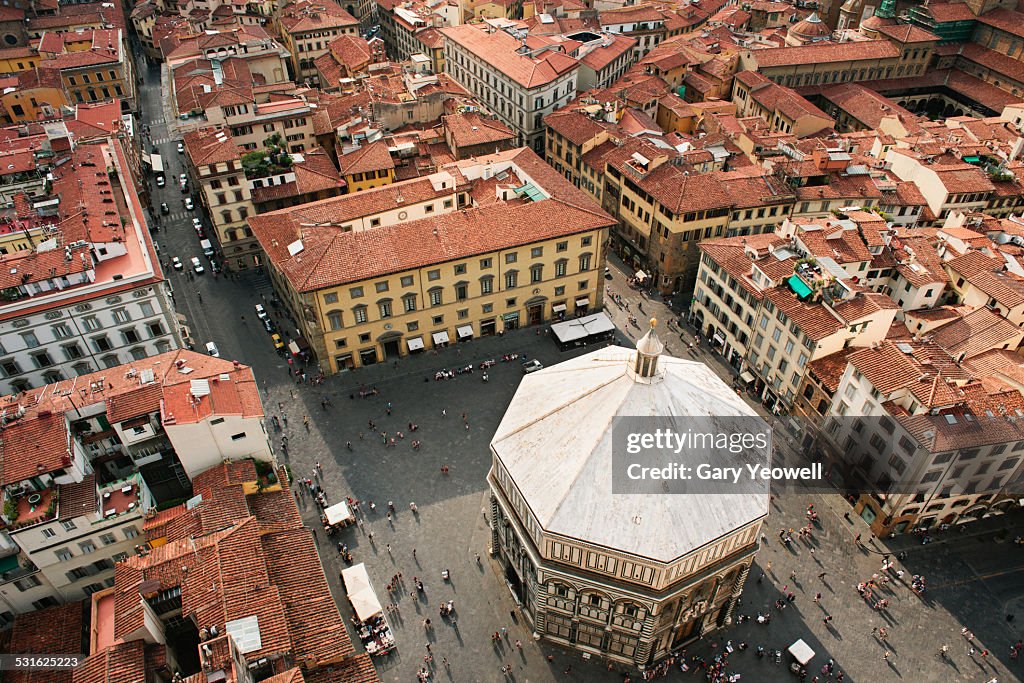Elevated view over The Baptistery in Florence