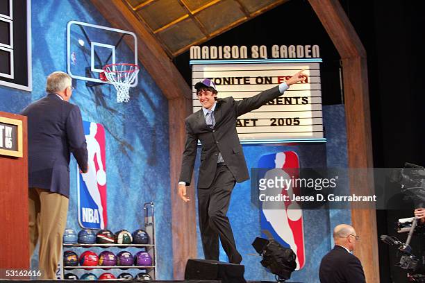 Andrew Bogut is selected by the Milwaukee Bucks during the 2005 NBA Draft on June 28, 2005 at The Theater at Madison Sqaure Garden in New York City....