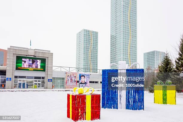 skyscrapers at winter in astana - kazakhstan culture stock pictures, royalty-free photos & images