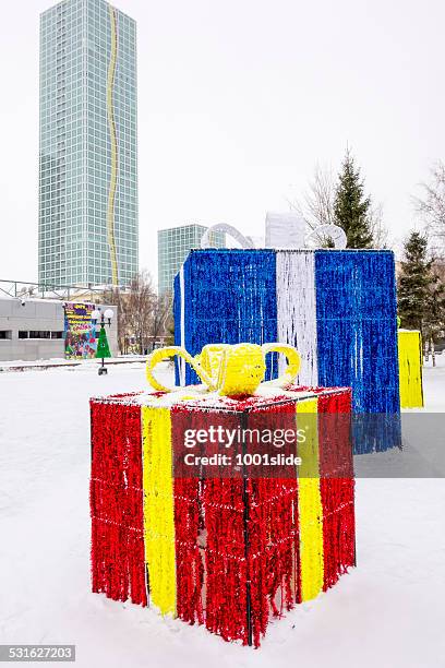 skyscrapers at winter in astana - kazakhstan culture stock pictures, royalty-free photos & images