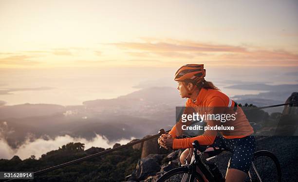 out for a scenic cycle - morning exercise stock pictures, royalty-free photos & images
