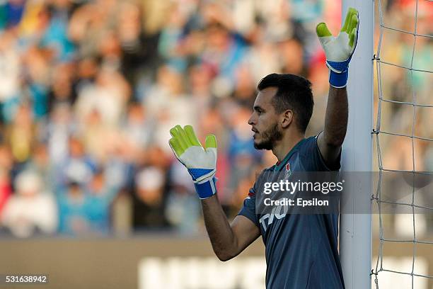 Marinato Guilherme of FC Lokomotiv Moscow gestures during the Russian Football League match between FC Zenit St. Petersburg and FC Lokomotiv Moscow...