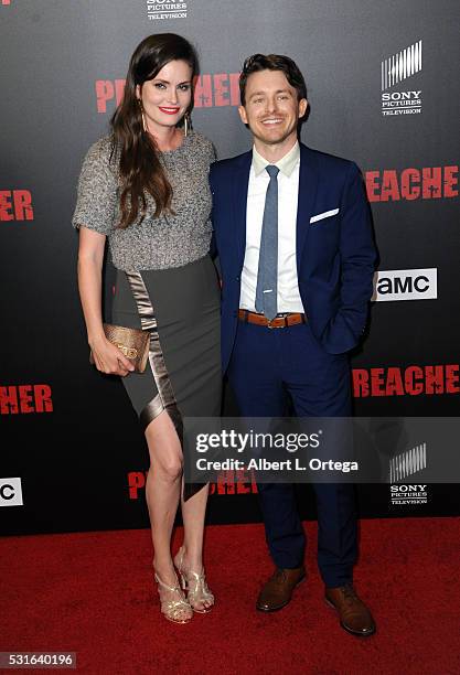 Actress Jamie Anne Allman and guest arrive for the Premiere Of AMC's "Preacher" held at Regal LA Live Stadium 14 on May 14, 2016 in Los Angeles,...