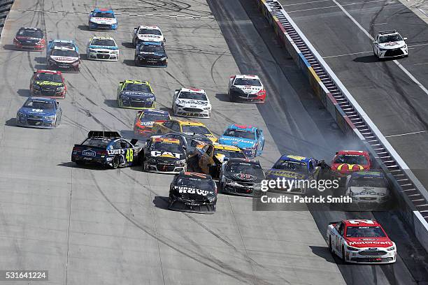 Denny Hamlin, driver of the FedEx Office Toyota, Jamie McMurray, driver of the McDonald's/Cessna Chevrolet, Kevin Harvick, driver of the Jimmy John's...