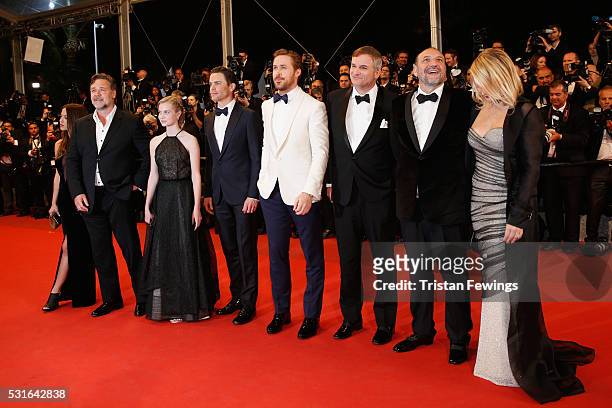 Actress Murielle Telio, Actor Russell Crowe, actress Angourie Rice, actor Matt Bomer, actor Ryan Gosling, director Shane Black, Producer Joel Silver...