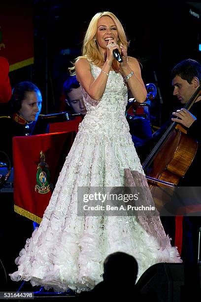 Kylie Minogue performs during Queen Elizabeth II's 90th Birthday Celebrations at Home Park, Windsor on May 15, 2016 in Windsor, England.The show has...