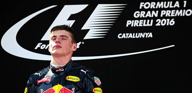 Max Verstappen stands on the podium and soaks in his first win in Formula One at the 2016 Spanish Grand Prix (Image Credit: Urbanandsport / Getty Images)