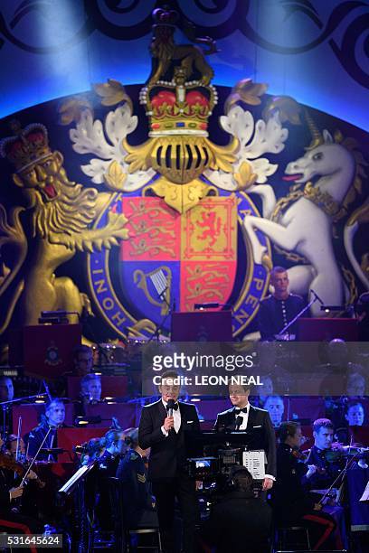 British television presenters Anthony McPartlin and Declan Donnelly, known as Ant and Dec, introduce acts during the final night of The Queen's 90th...