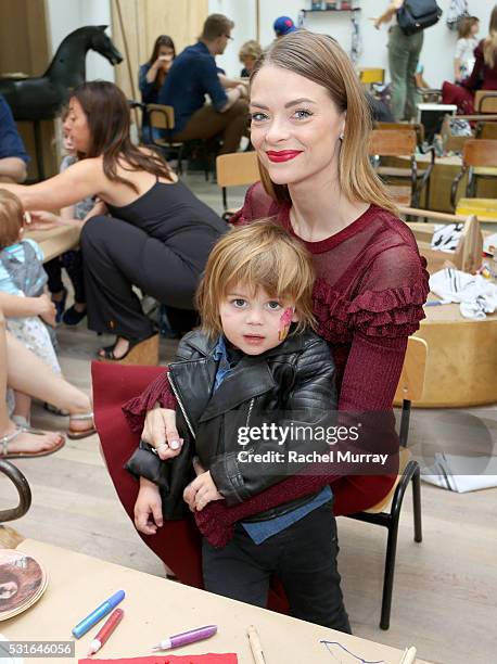 Actress Jaime King and son James Knight Newman play in the seedling craft room during the Amazon Original Series 'Tumble Leaf' season two celebration...