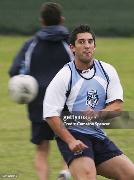 Braith Anasta in action during an NRL New South Wales Blues team training session at the Randwick Barracks June 29, 2005 in Sydney, Australia.