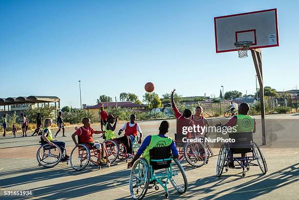 Players of Wheel-Ability Sports Club basketball team have their training in Katutura, Windhoek, Namibia. Every Sunday they invite people from the...