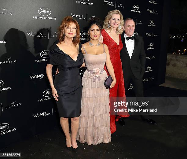 Susan Sarandon, Salma Hayek Pinault, Geena Davis and Francois-Henri Pinault attend the "Women in Motion" Prize Reception part of The 69th Annual...