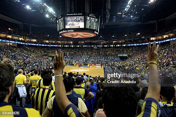 Supporters of Fenerbahce watches the Turkish Airlines Euroleague Final game between Fenerbahce Istanbul and CSKA Moscow at the Mercedes- Benz -Arena...