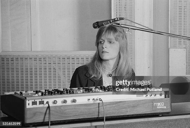 American keyboard player Linda McCartney , of British rock group Wings, at Abbey Road Studios to record the album, 'Venus And Mars', London, 15th...