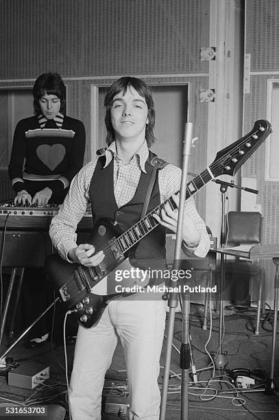 Guitarist Jimmy McCulloch , of British rock group Wings, at Abbey Road Studios to record the album, 'Venus And Mars', London, 15th November 1974....