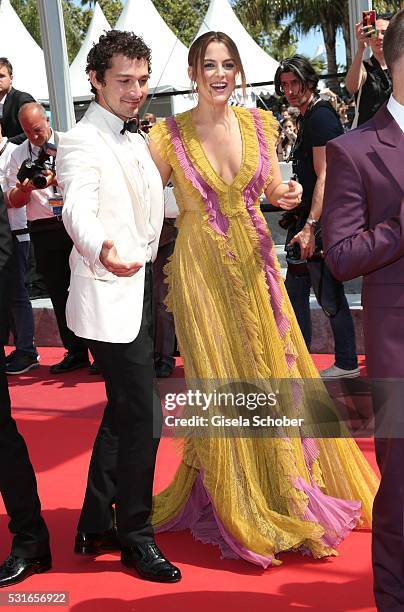 Shia Labeouf, actress Riley Keough attends the "American Honey" premiere during the 69th annual Cannes Film Festival at the Palais des Festivals on...