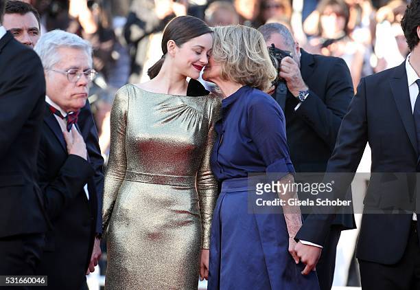 Marion Cotillard and director Nicole Garcia attend the "From The Land Of The Moon " premiere during the 69th annual Cannes Film Festival at the...