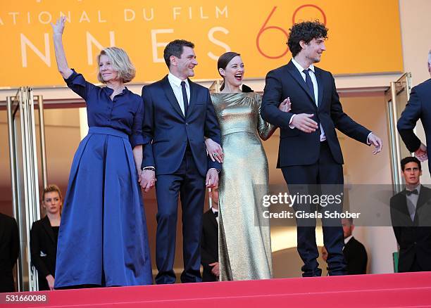 Director Nicole Garcia, actor Alex Brendemuehl, actress Marion Cotillard and actor Louis Garrel attend the "From The Land Of The Moon " premiere...