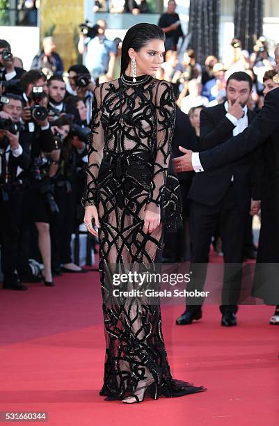 Kendall Jenner attends the "From The Land Of The Moon " premiere during the 69th annual Cannes Film Festival at the Palais des Festivals on May 15,...