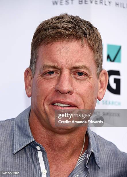 Former NFL player Troy Aikman arrives at the VIP celebrity cocktail reception for the 10th Annual Jim Mora Celebrity Golf Classic For The Jim Mora...