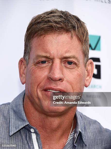 Former NFL player Troy Aikman arrives at the VIP celebrity cocktail reception for the 10th Annual Jim Mora Celebrity Golf Classic For The Jim Mora...