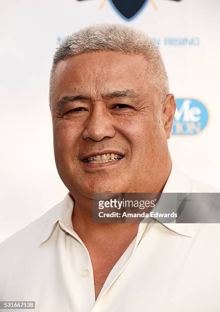 Football coach Kennedy Polamalu arrives at the VIP celebrity cocktail reception for the 10th Annual Jim Mora Celebrity Golf Classic For The Jim Mora...
