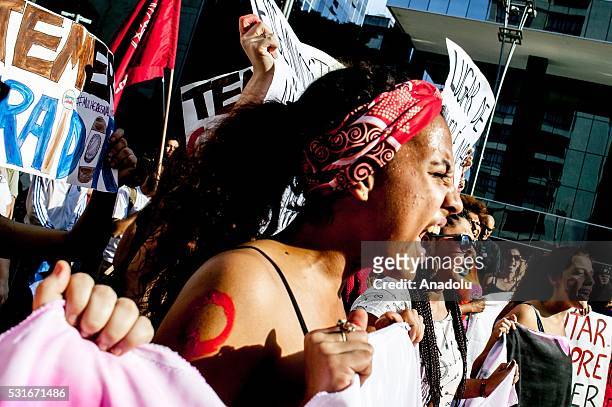 Thousand of people attend a rally against interim President Michel Temer in Sao Paulo, Brazil on May 16, 2016. Temer vice president in the government...
